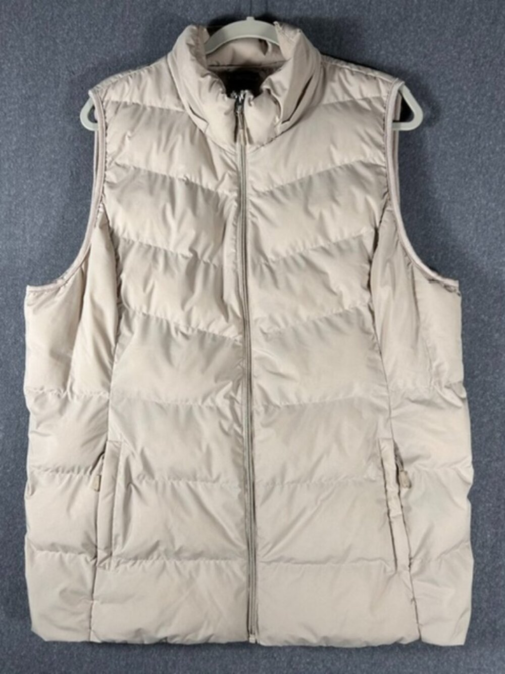 32 Degree Heat Lightweight Puffer Vest Womens Sz XL Khaki Zip Up Pockets - EUC